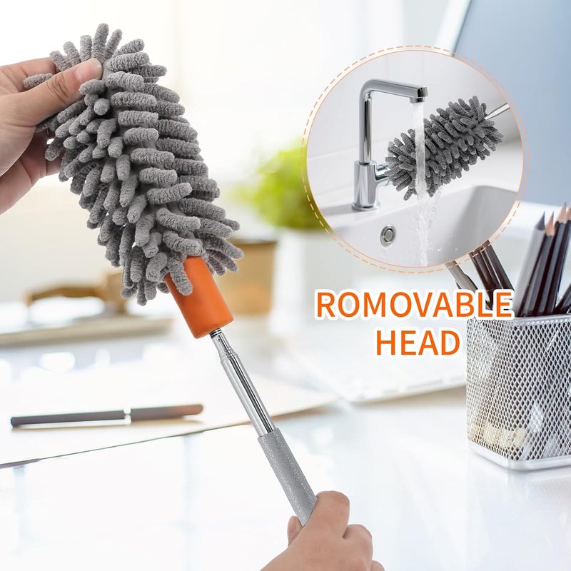 TIMIVO Mini Duster for Cleaning, 360° Bendable Hand Dusters with Extension Pole, Washable Small Duster for Car Interior, Office, Furniture - Image 5